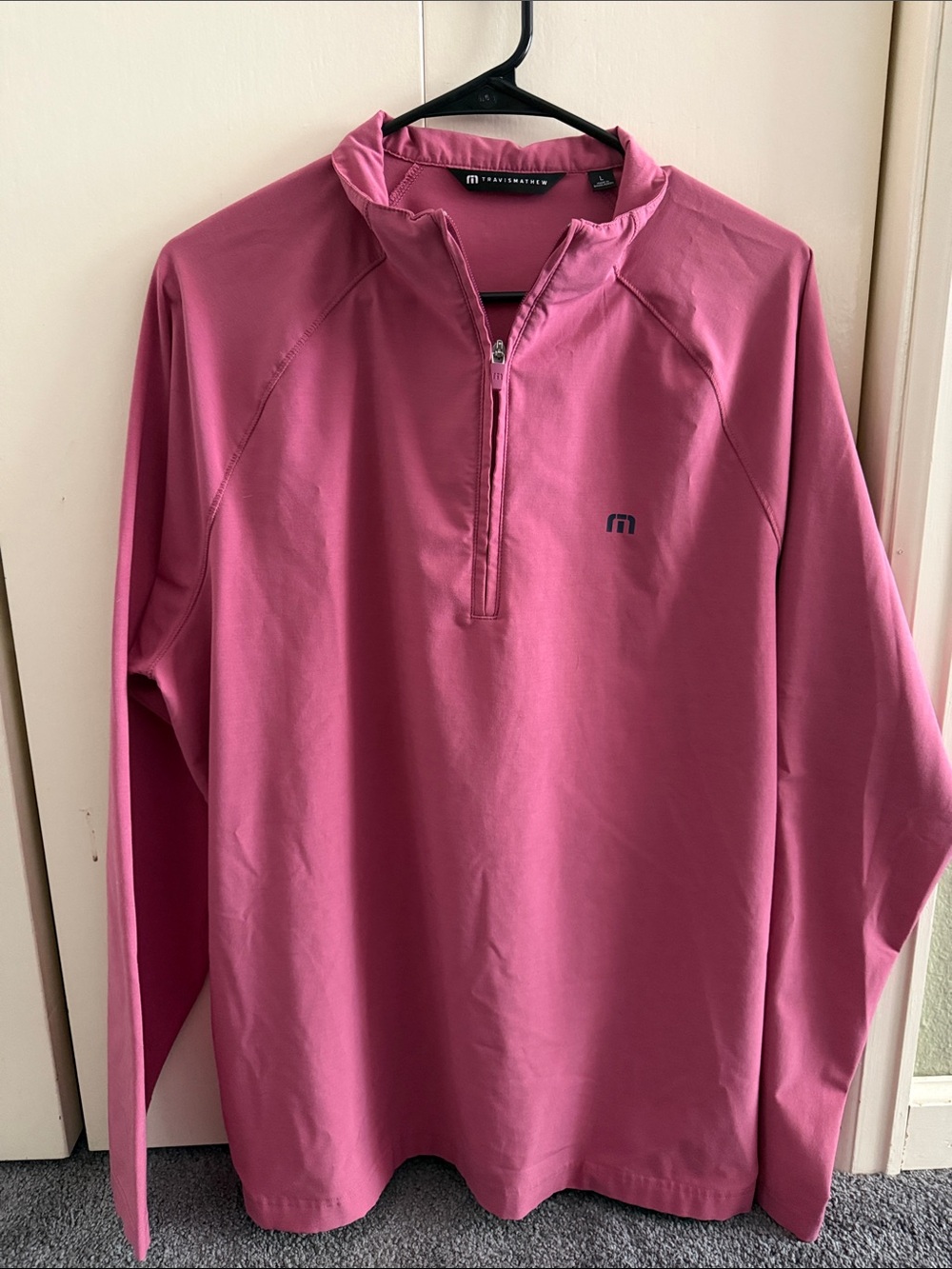 Travis Mathew Men's Rose Pink Quarter-Zip Pullover
